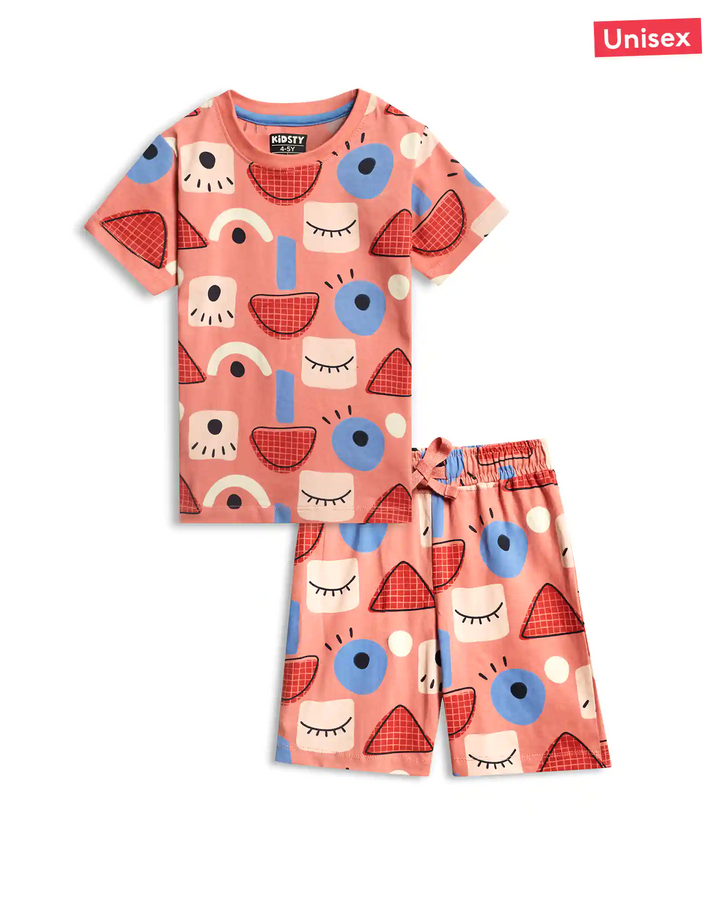 Abstract Faces Unisex Shorts Set - 100% Cotton