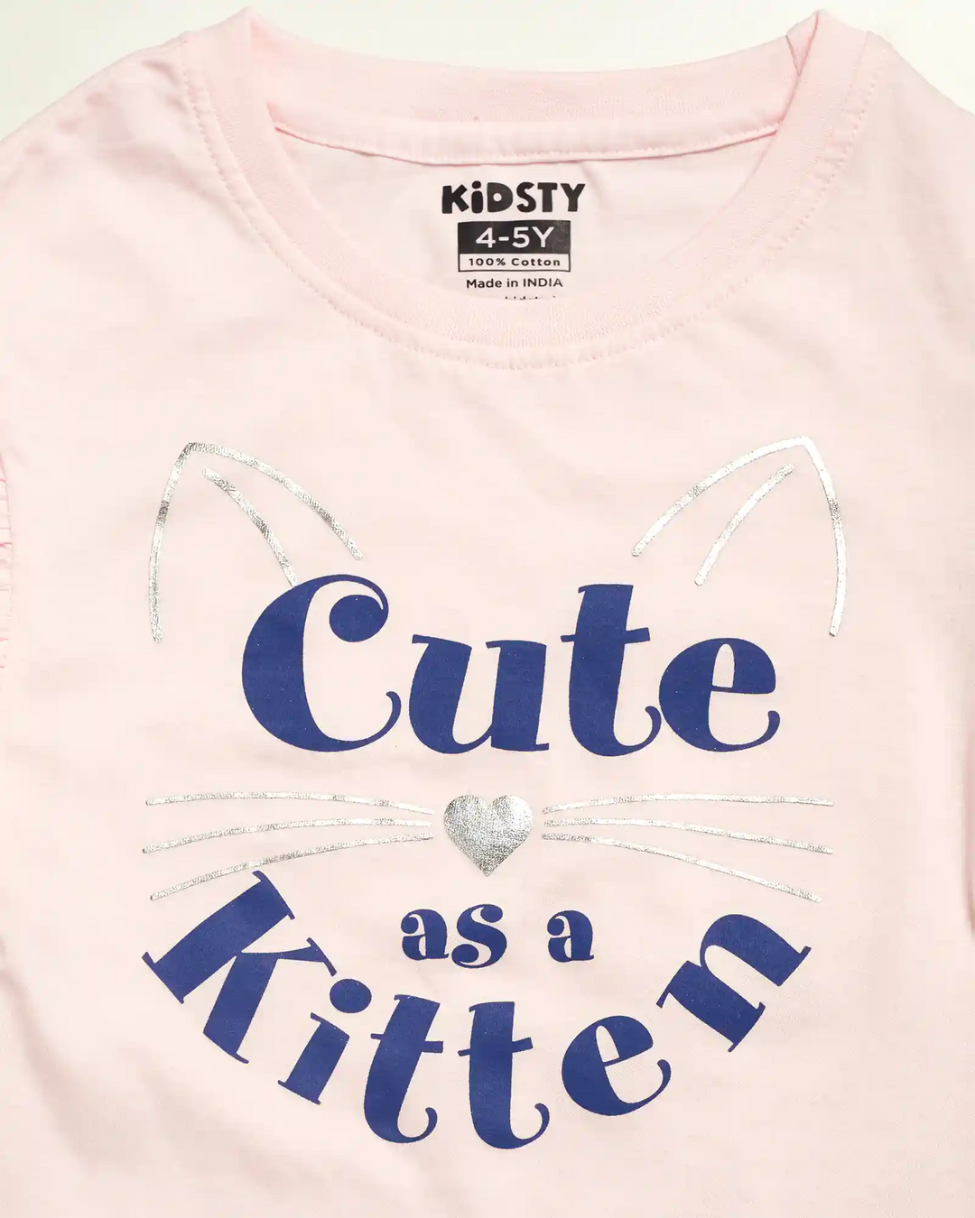 Cute Kitten Girls Shorts Set - 100% Cotton