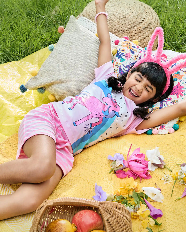 Magical Unicorn Girls Shorts Set - 100% Cotton