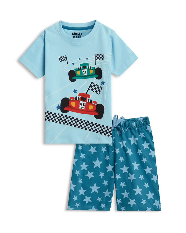 Racing Cars Boys Shorts Set - 100% Cotton