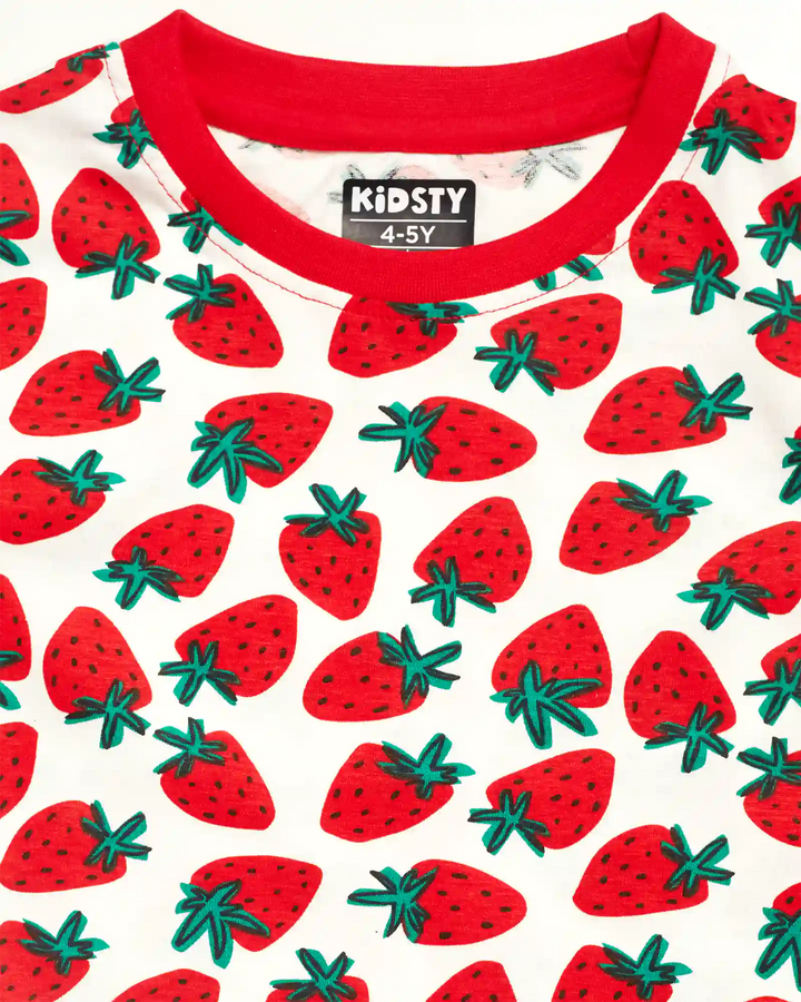Strawberry Girls Pajama Set - 100% Cotton