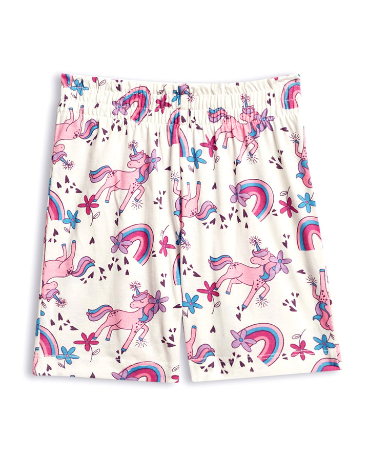 Unicorn Party Girls Shorts Set - 100% Cotton
