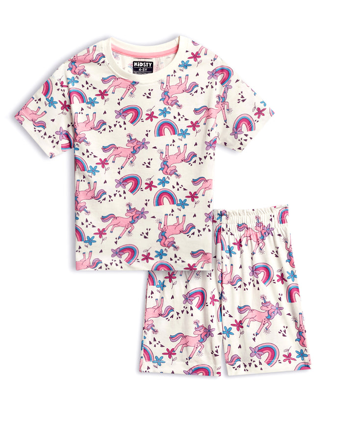 Unicorn Party Girls Shorts Set - 100% Cotton