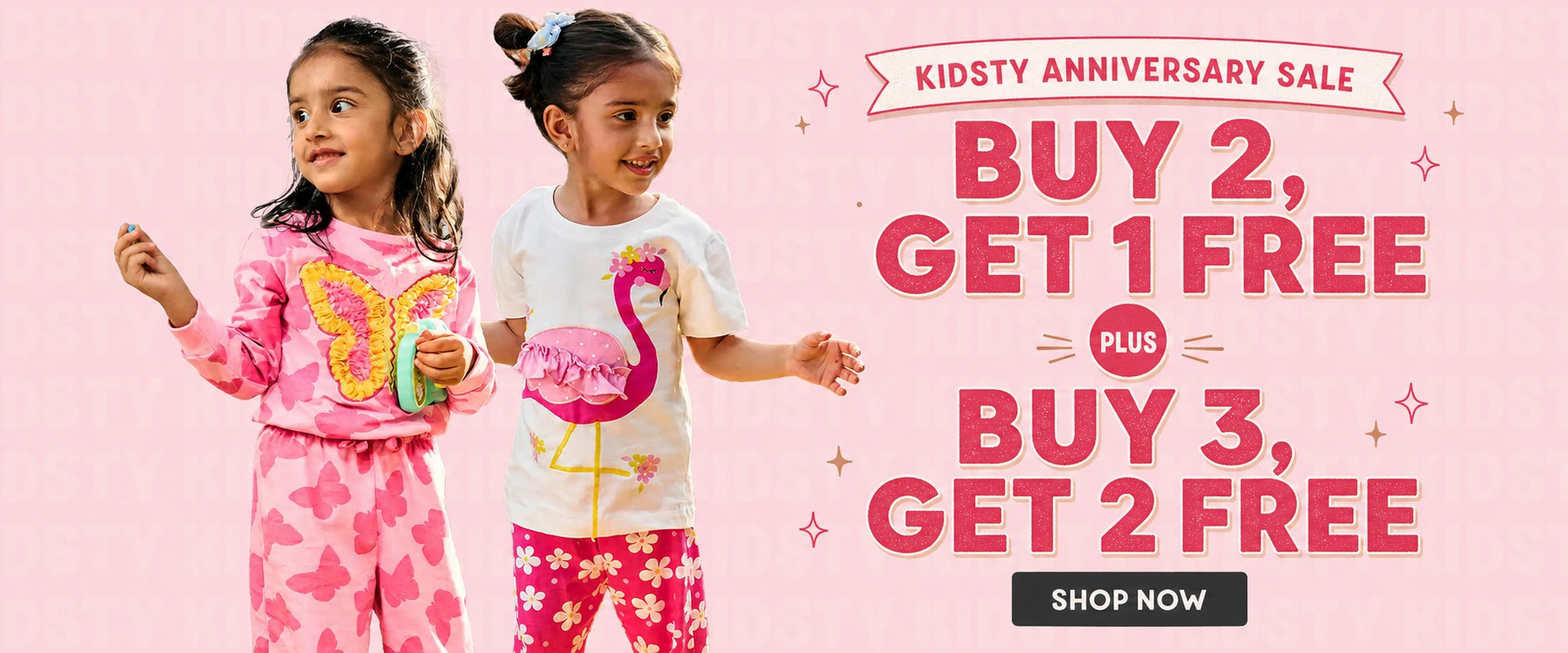 Kidsty Anniversary Sale: Buy 2, Get 1 Free or Buy 3, Get 2 Free